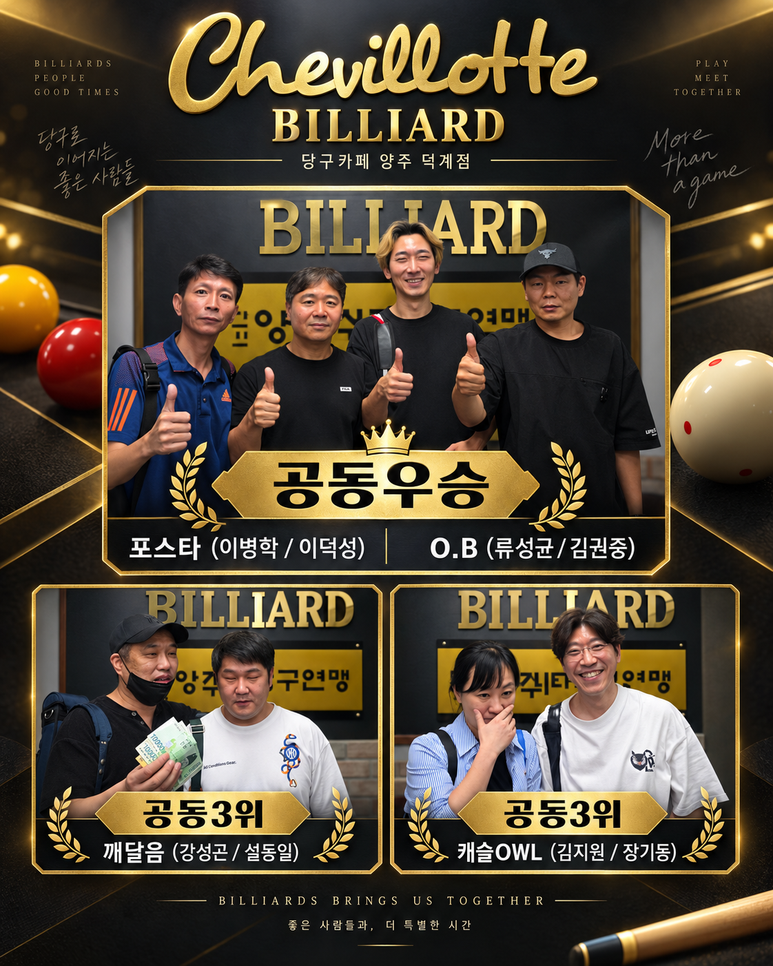 샤빌로트당구카페 양주 덕계점 50이하 3쿠션 스카치대회(48강)